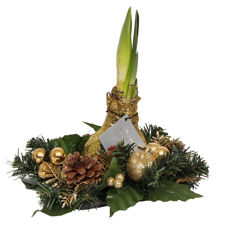 Wax Amaryllis Kerstkrans Goud